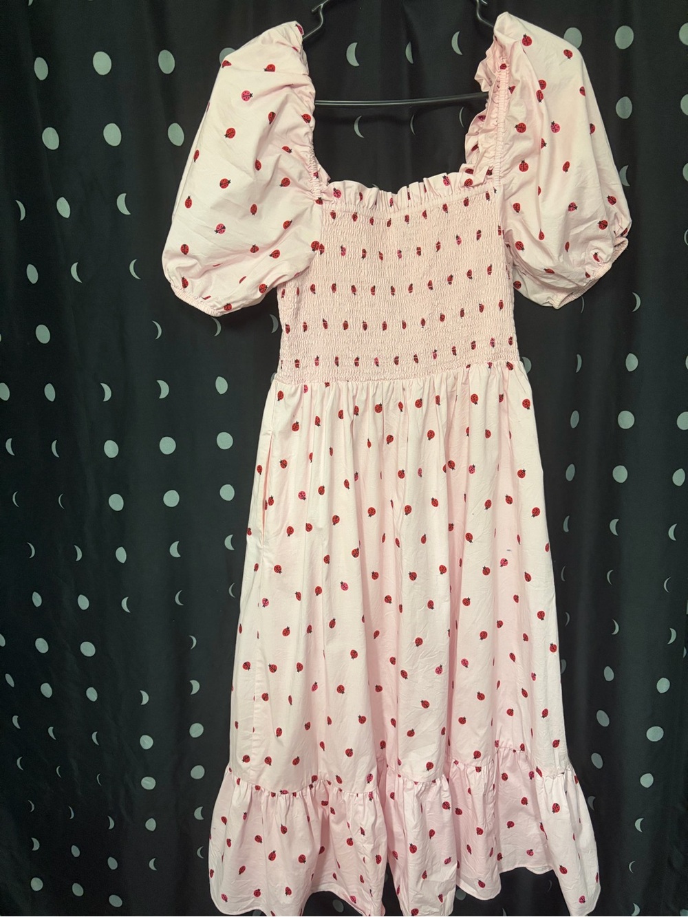 kate spade Pink Midi Dress with Red Dot Print